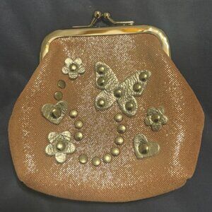 Rafe metallic pink with silver butterfly/heart/flower appliques coin purse